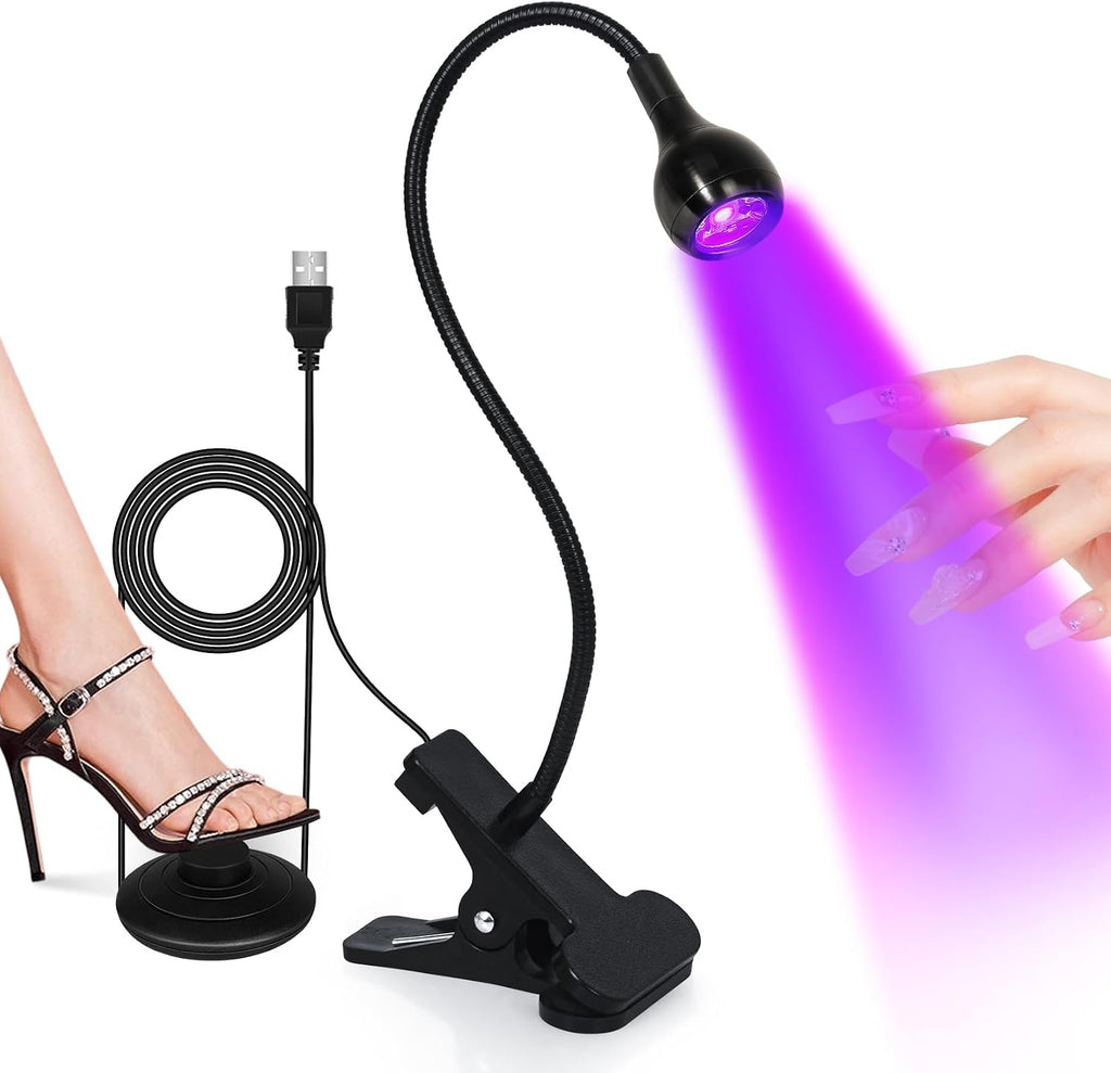 UV Nail Lamp, UV Light for Gel Nails, LED Flash Cure Light | Foot Pedal Gooseneck UV Lamp, Mini Nail Dryers with