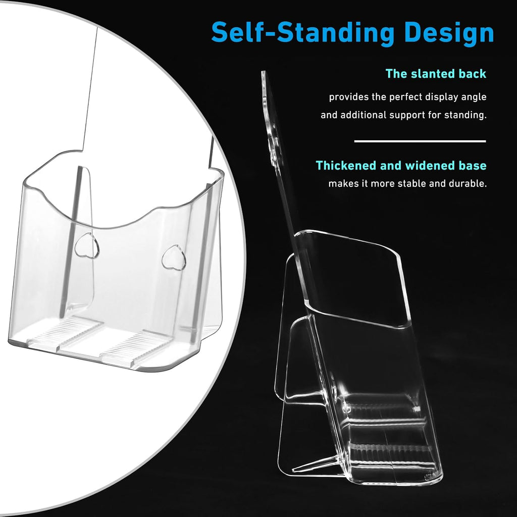 Acrylic Brochure Holder 4 Inches , Clear Flyer Sign Holder, 2 Pack