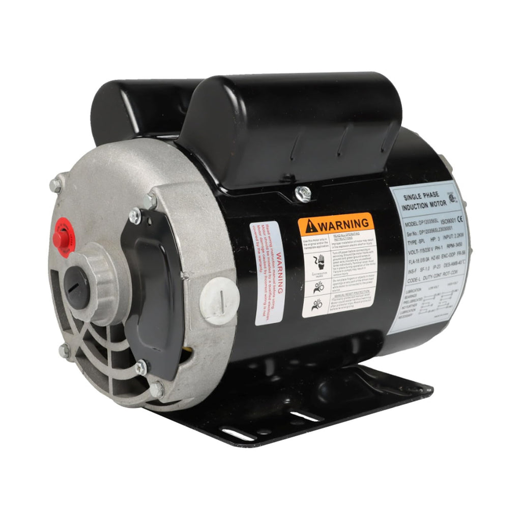 raseparter 3 HP SPL Single Phase 56 Frame 3450 RPM 1 Phase Electric Motor 115/230 Volts CCW 5/8 Inch Shaft Air Compressor