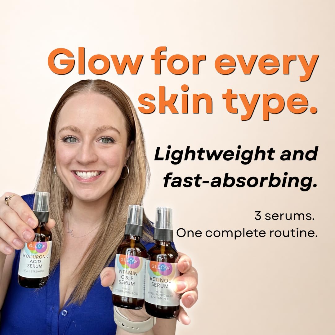 Skincare Set: Retinol, Vitamin C, and 99% Hyaluronic Acid Serum, Face Serum Set Targets Appearance of Uneven Skin and