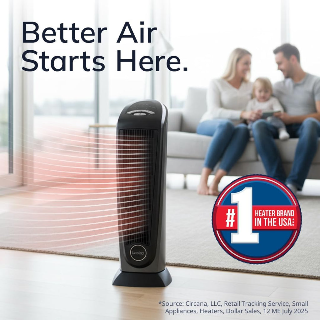 1500W Ceramic Tower Space Heater with Remote, Thermostat, Timer & Widespread Oscillation, Portable Electric Heater