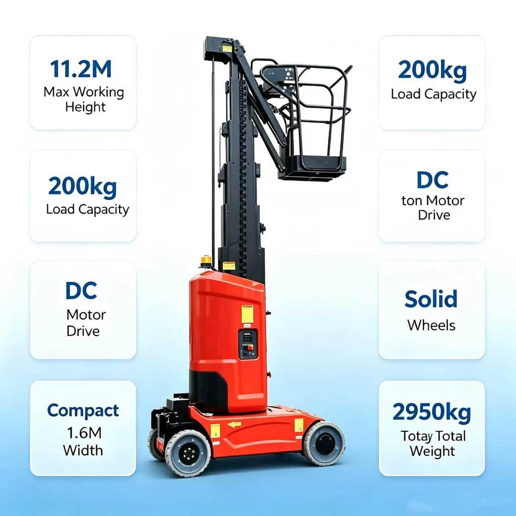 Electric Self-Propelled Vertical Mast Lift, 29.5ft Platform Height, 36ft Max Working Height, Compact Aerial Work