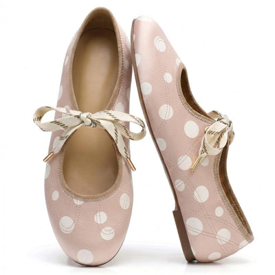Lace up Ballet Flats for Women Round Toe Mary Jane Ballerina Flats