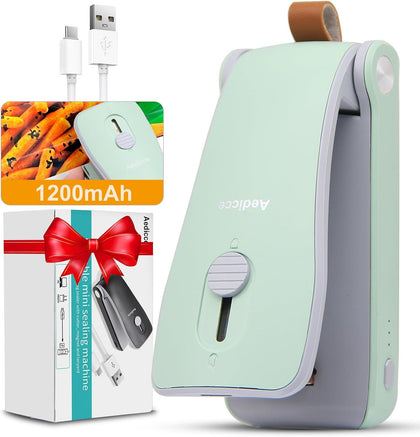 Mini Bag Sealer, USB Rechargeable Chip Bag Sealer Heat Seal, 2 in 1 Bag Sealer Heat Seal with Cutter, Portable Bag