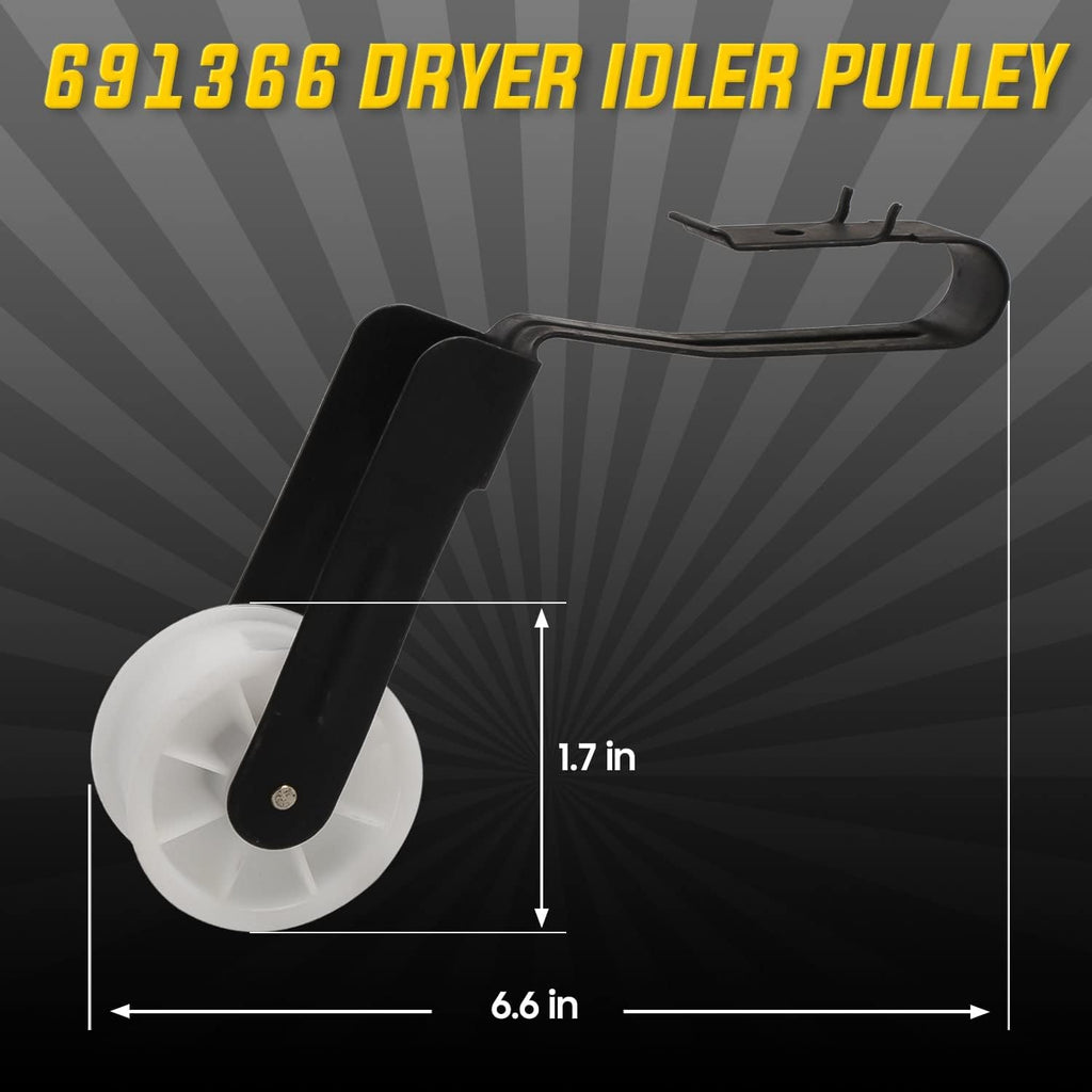 4392065 Dryer Repair Kit (349241T Drum Roller Kit, 691366 Idler Pulley, 341241 Belt), 3406107 Dryer Door Switch