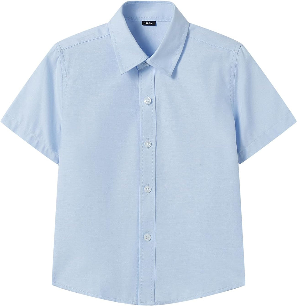 Boys Girls Oxford Shirt Short Sleeve Button Down Shirts Summer 5T-16Y