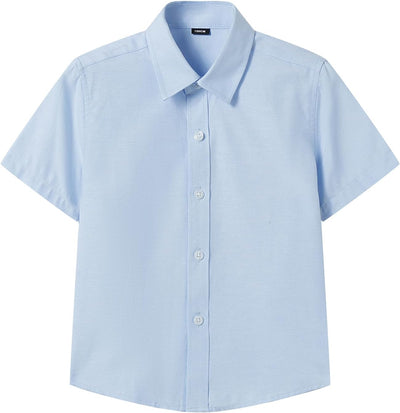 Boys Girls Oxford Shirt Short Sleeve Button Down Shirts Summer 5T-16Y