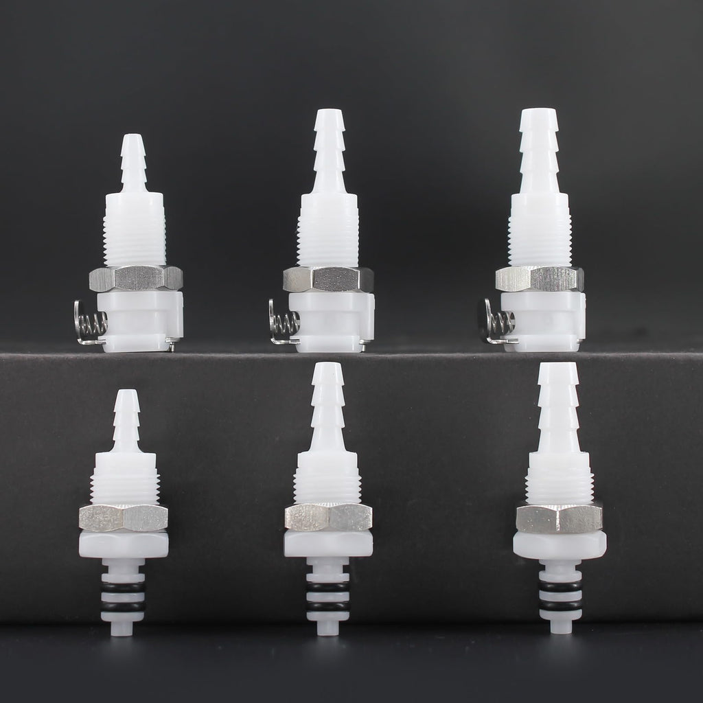 BBTUS 2Pcs 1/8" Plastic Panel Mounting Hose Barb Quick Connector Disconnect