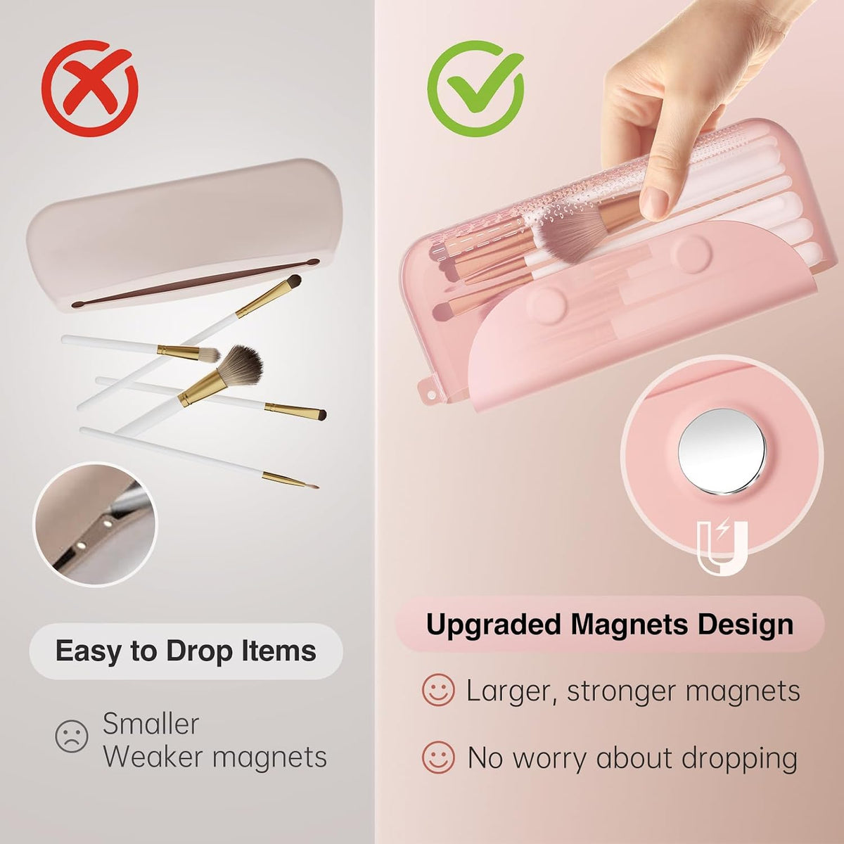 2-In-1 Magnetic Silicone Makeup Brush and Sponge Case Khaki