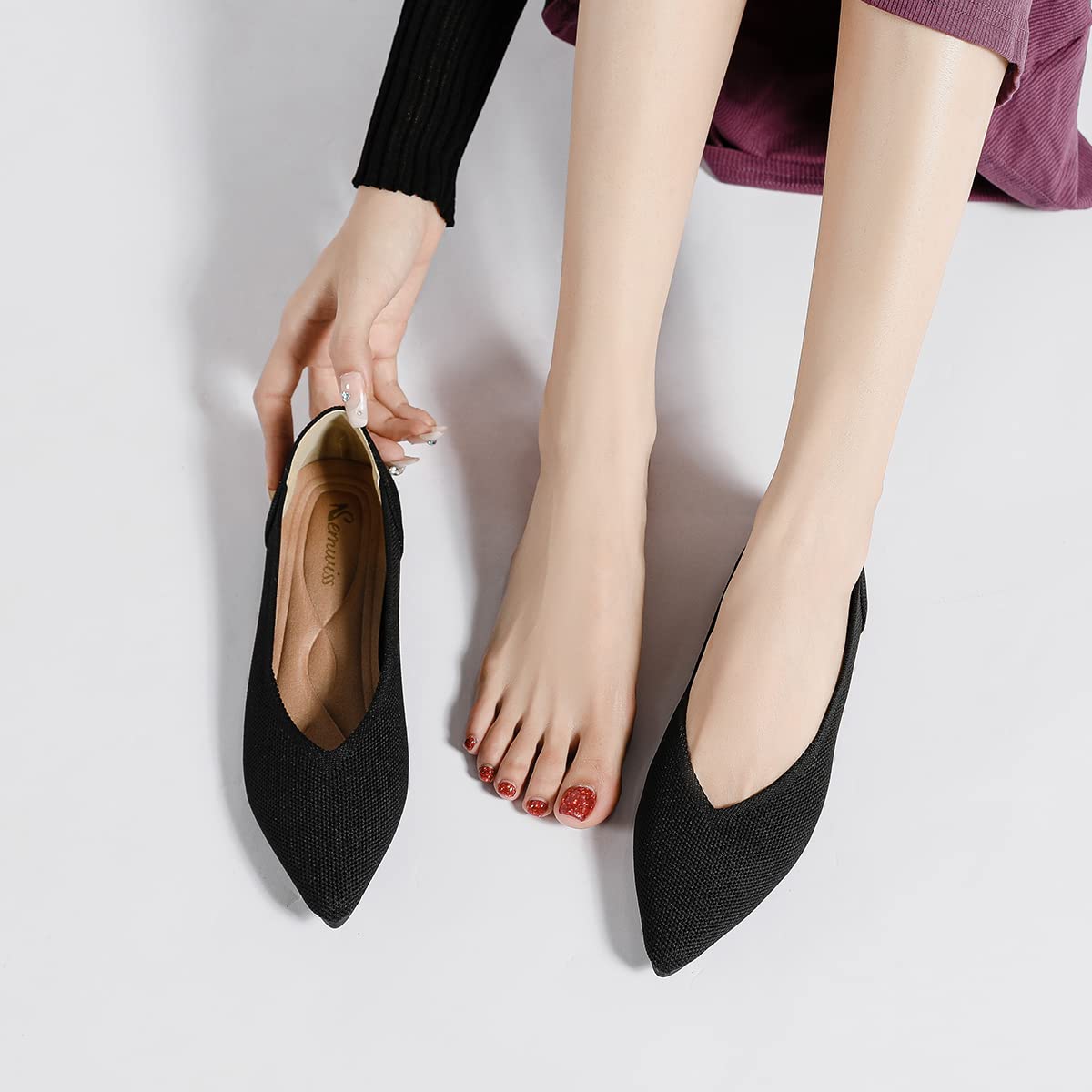Women's Ballet Flats Comfortable Work Dressy Pointed Toe Shoes