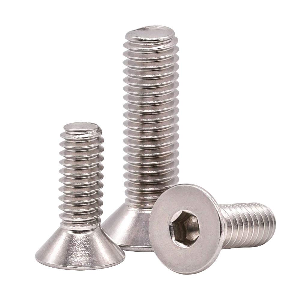 #10-32 x 1 Flat Countersunk Head Socket Cap Screws, 304 Stainless Steel 18-8 SS, Full Machine Thread Coverage, Allen Hex Drive, 50 PCS