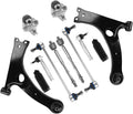 Control Arm, 12 Pcs Suspension Kit Front Lower Ball Joint Sway Bar Stabilizer Link Outer & Inner Tie Rod Bellows Replacement For Toyota Corolla 2003-2008