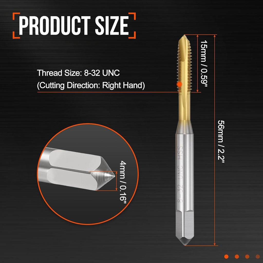 8-32 UNC Spiral Point Tap M2 High Speed Steel JIS Standard