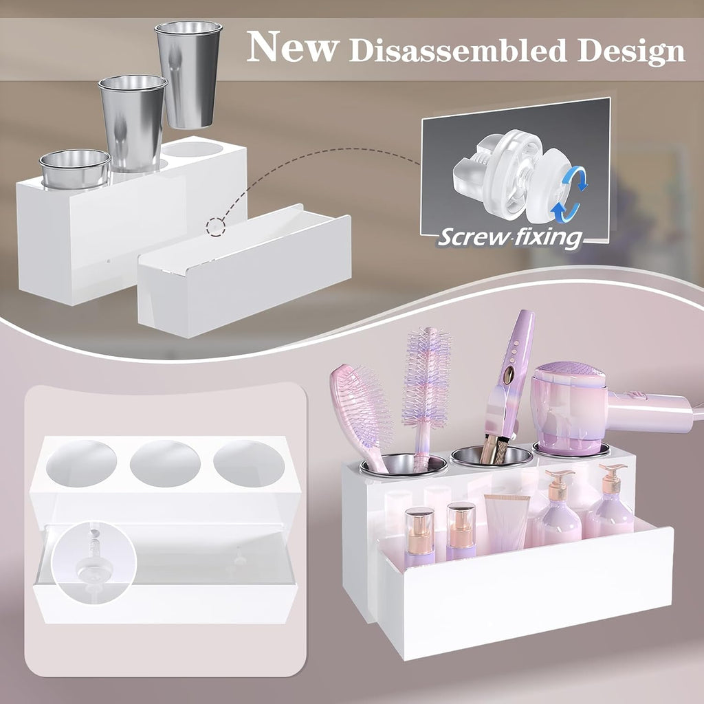 Hair Tool Organizer, Removable Blow Dryer Holder for Bathroom, Hot Tools Organizer For Hair Dryer, Blow Dryer