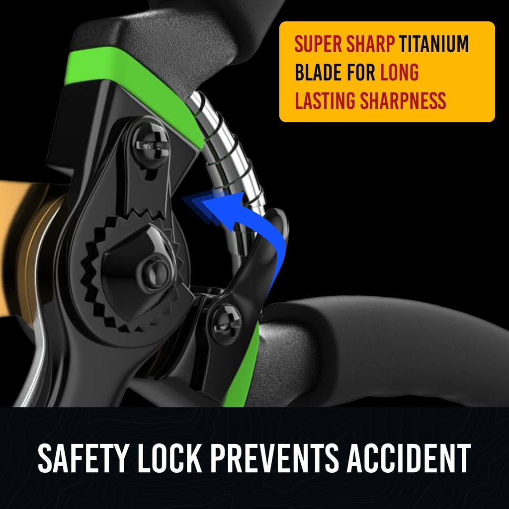 Ultra Sharp Japanese Steel Pruning Shears - Cuts 3X Easier, Weak Hand Arthritis Clippers, Rust-Resistant Titanium