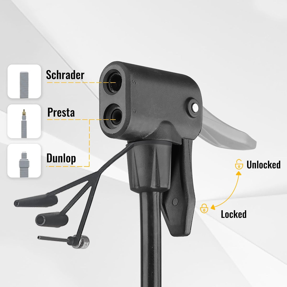 Bike Floor Pump with Gauge: Air Bicycle Pump with High Pressure 160 PSI,Fits Schrader and Presta Valve -Inflator with