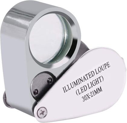 Jewelers Loupe 30X,Loupe Magnifier Metal Construction and Optical Glass | magnifying glass keychain，Suitable for