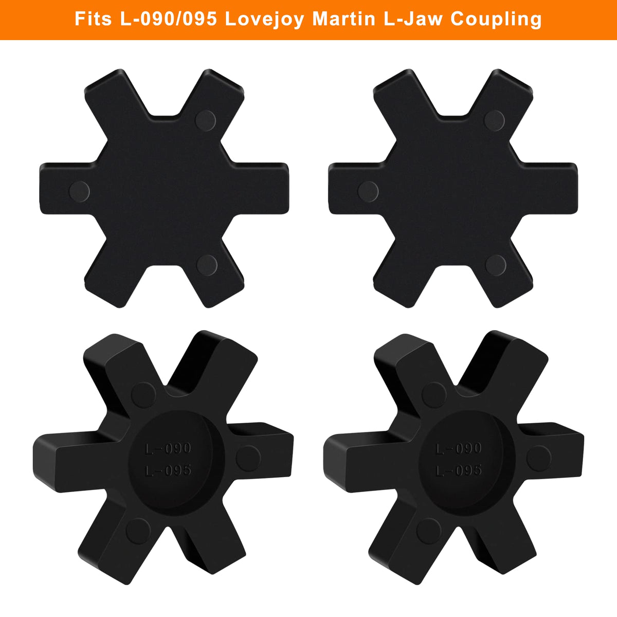 MingQiEven Spider Inserts for L Jaw Coupling, NBR Rubber 8-Pack Black