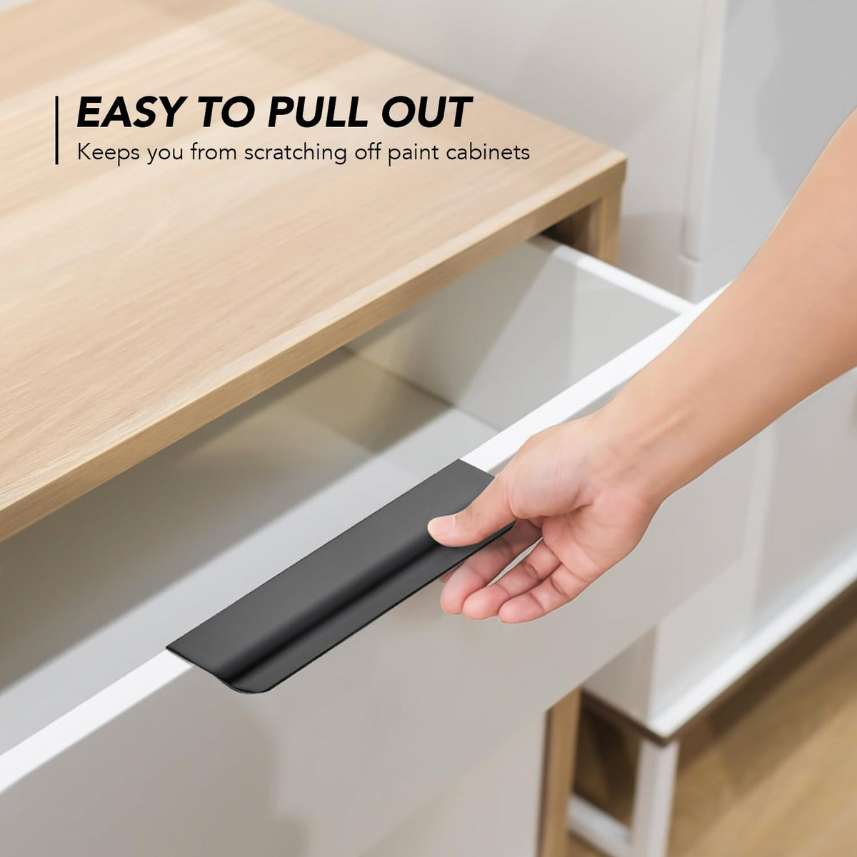 Matte Black Cabinet Handles Finger Edge Pulls 5 Inch CC 8 Pack