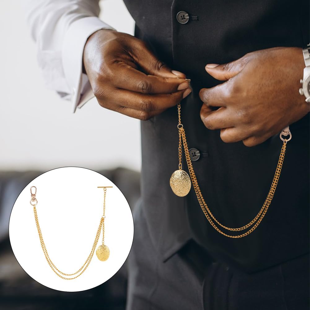 9.4 Inch Golden Watch Chain Suit Wallet Chain Pocket Watch Vintage Style Fob T Bar Men's Pocket Link for Husband