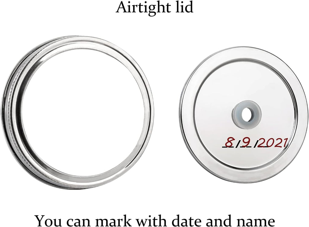 Fermentation Kit, Stainless Steel Lids with Weights & Airlocks | 4 Pack Fermenting Lids for Homemade Pickles, Kimchi