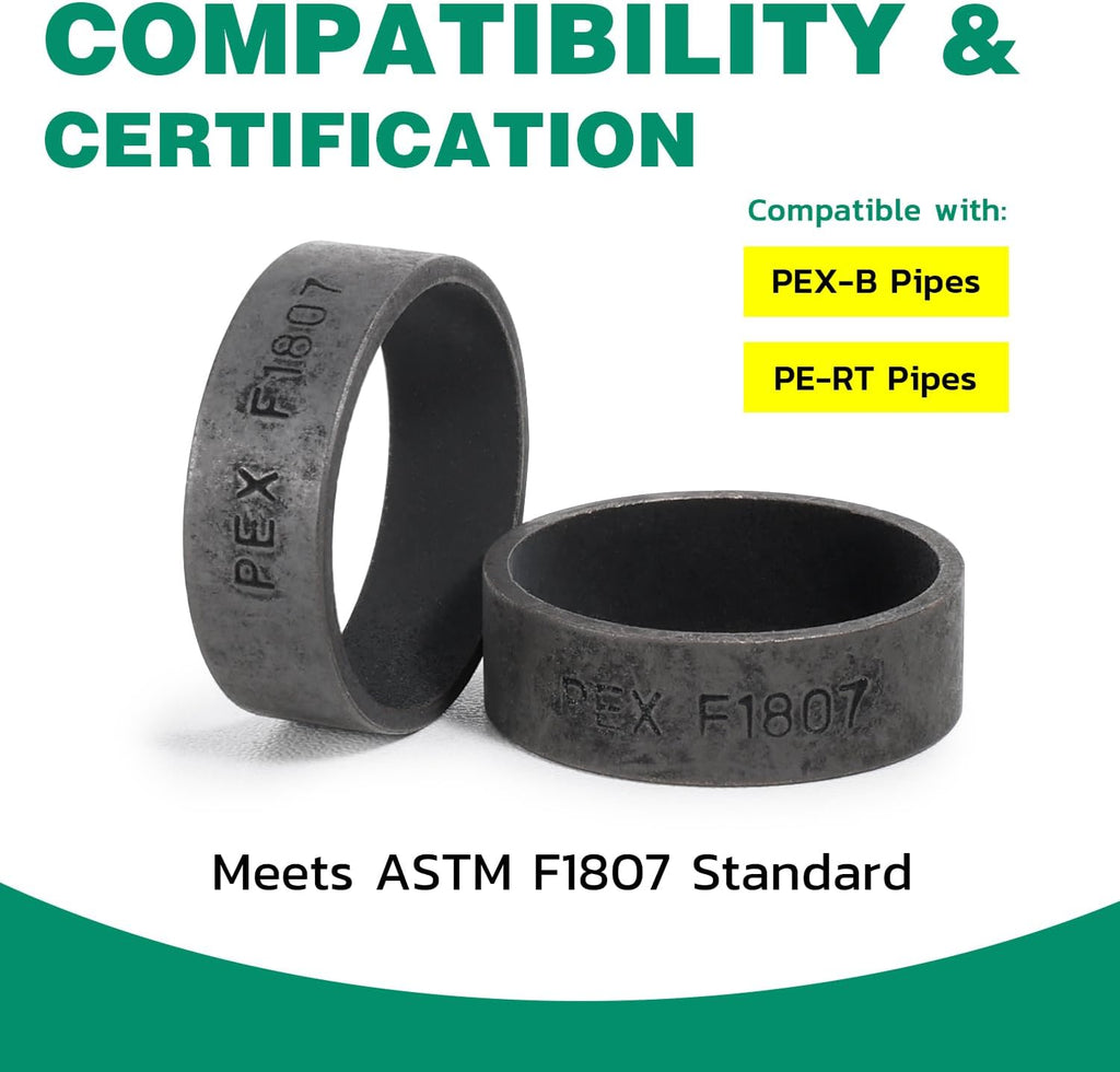 220 PCS 1/2" PEX Copper Crimp Rings for Pex Pipe Connection, Black-Oxidized Surface Treatment