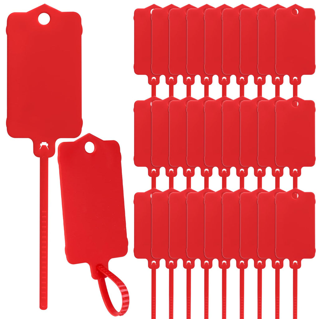 100 Pcs 1.46“ x 2.48” Plastic Shipping Tags, Red