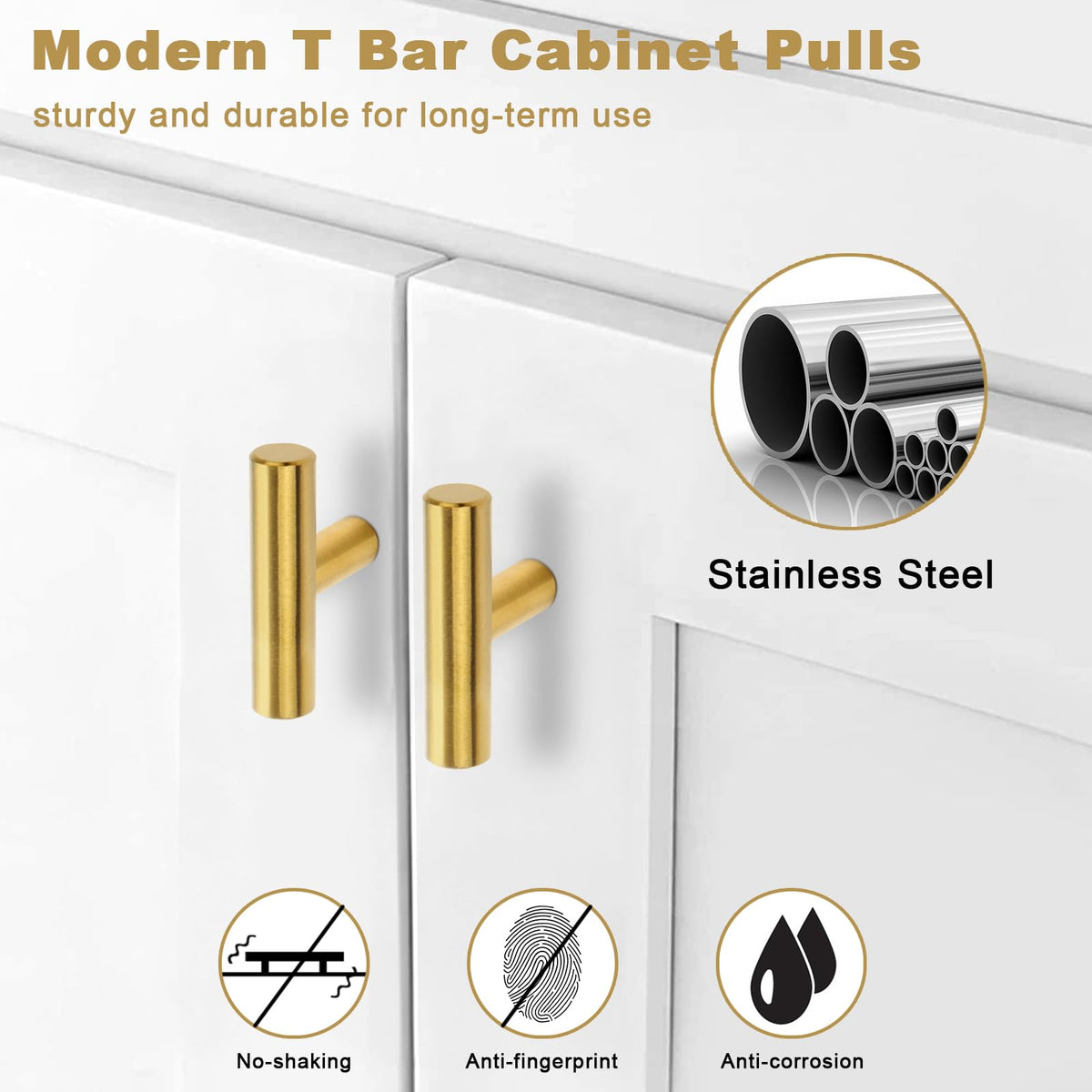 30 Pack Brushed Brass Cabinet Knobs Gold Drawer Pulls Stainless Steel Brushed Gold Dresser Knobs for Cabinets