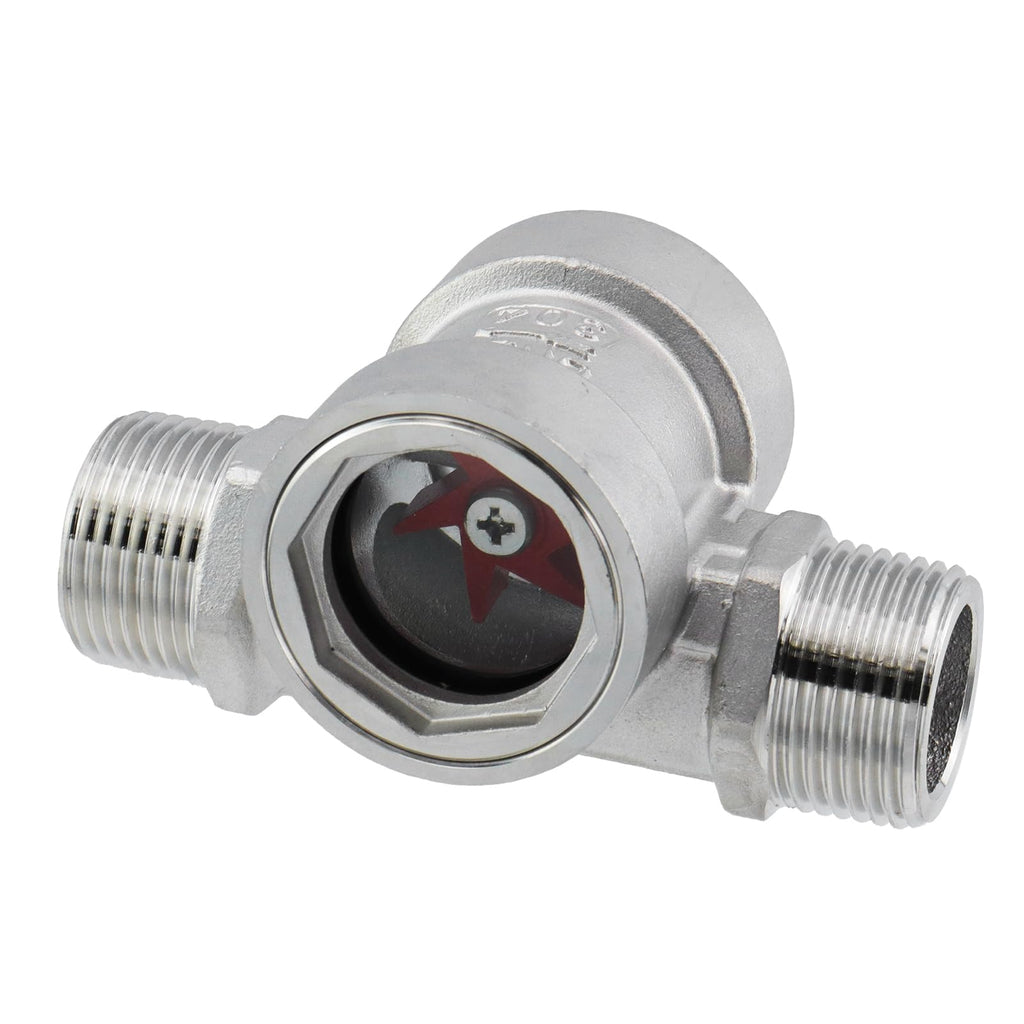 Antrader 304 Stainless Window Sight Glass Flow Indicator with Impeller,DN25