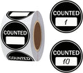 Round Counted Inventory Labels, 2 inch Black, 500 Pieces
