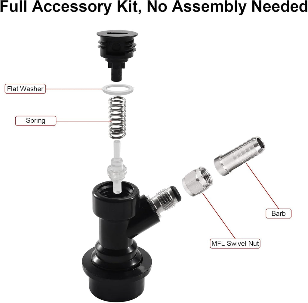 Ball Lock Disconnect Set, Keg Fittings, 5/16''Gas 1/4''Liquid Barbs | Ball Lock Keg Connectors Cornelius Corny Keg
