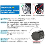 Wheelchair Solid Tires 1 Pair 24x1 3/8" Flat-Free PU Replacement