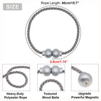 2Pcs Magnetic Curtain Tiebacks Modern Handmade Rope Curtain Tie Backs Grey