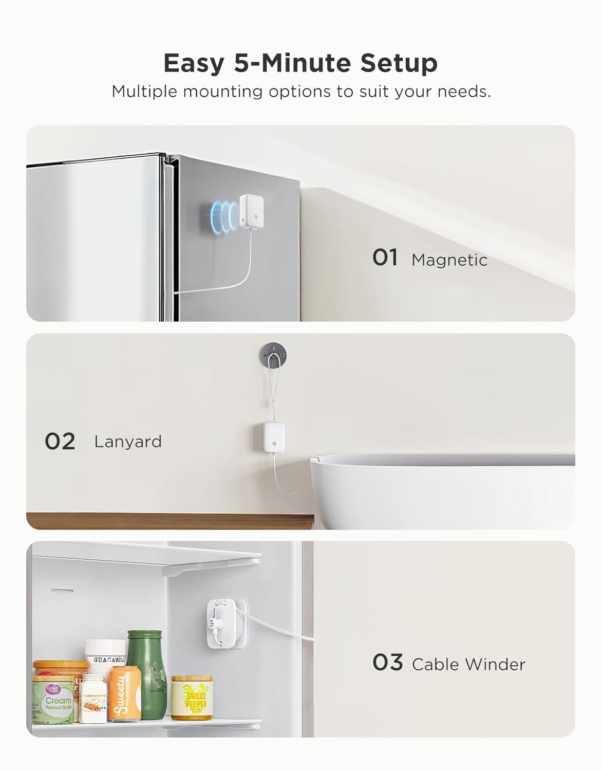 Bluetooth Refrigerator Thermometer Sensor with Alarm, 1-Pack