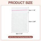 Clear Self Sealing Bubble Bags 3.1"x3.9" 200Pcs Bubble Pouches