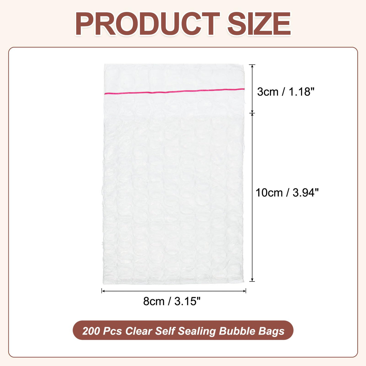 Clear Self Sealing Bubble Bags 3.1"x3.9" 200Pcs Bubble Pouches