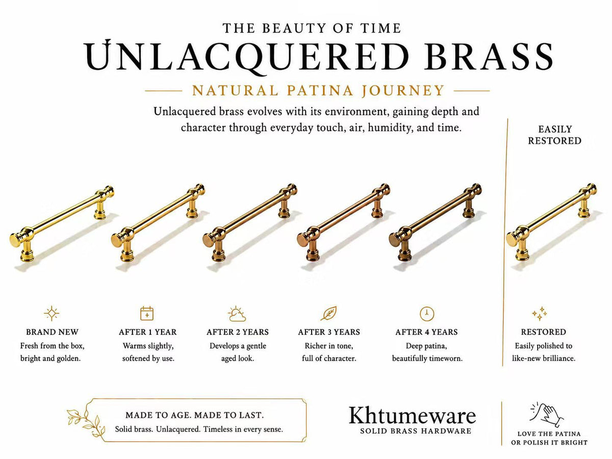 Handmade 100% Solid Real Brass Unlacquered Brass Cabinet Pulls