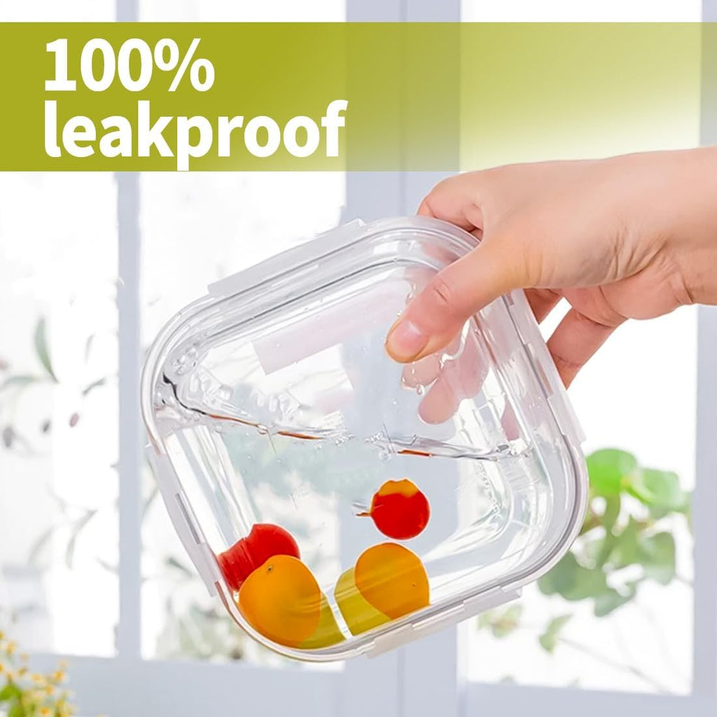 2 Cup Square Glass Food Storage Containers, Small Square Storage Containers With Airtight Lids Leak-proof, BPA free