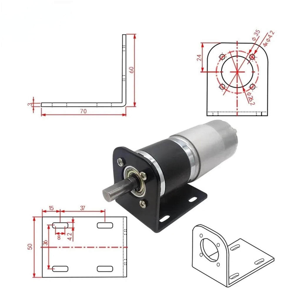 MADDMYDL 775 DC Motor Planetary Gearbox 12V/24V, 42mm High Torque Reduction Motor (7-1351 RPM) - MAX 200KG Load, Low Speed High Power for DIY, Robotics, Industrial Us(24V Bracket Motor,357 RPM)
