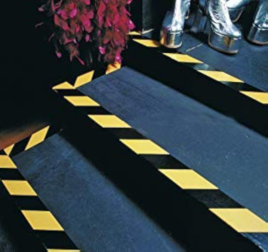 2 Inch x 108 Feet Black & Yellow Tape Roll - Safety Stripe Waring Tape for Floor - Highly Adhesive Waterproof Hazard