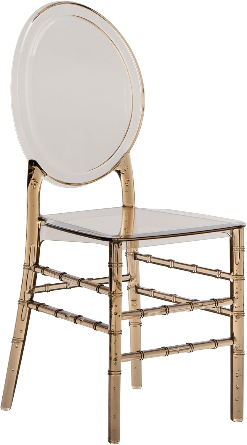 Chiavari Ghost Chairs, Stackable Acrylic,Modern,Set of 2, Amber