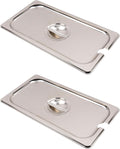 2PCS Stainless Steel 1/3 Size Steam Table Pan Covers
