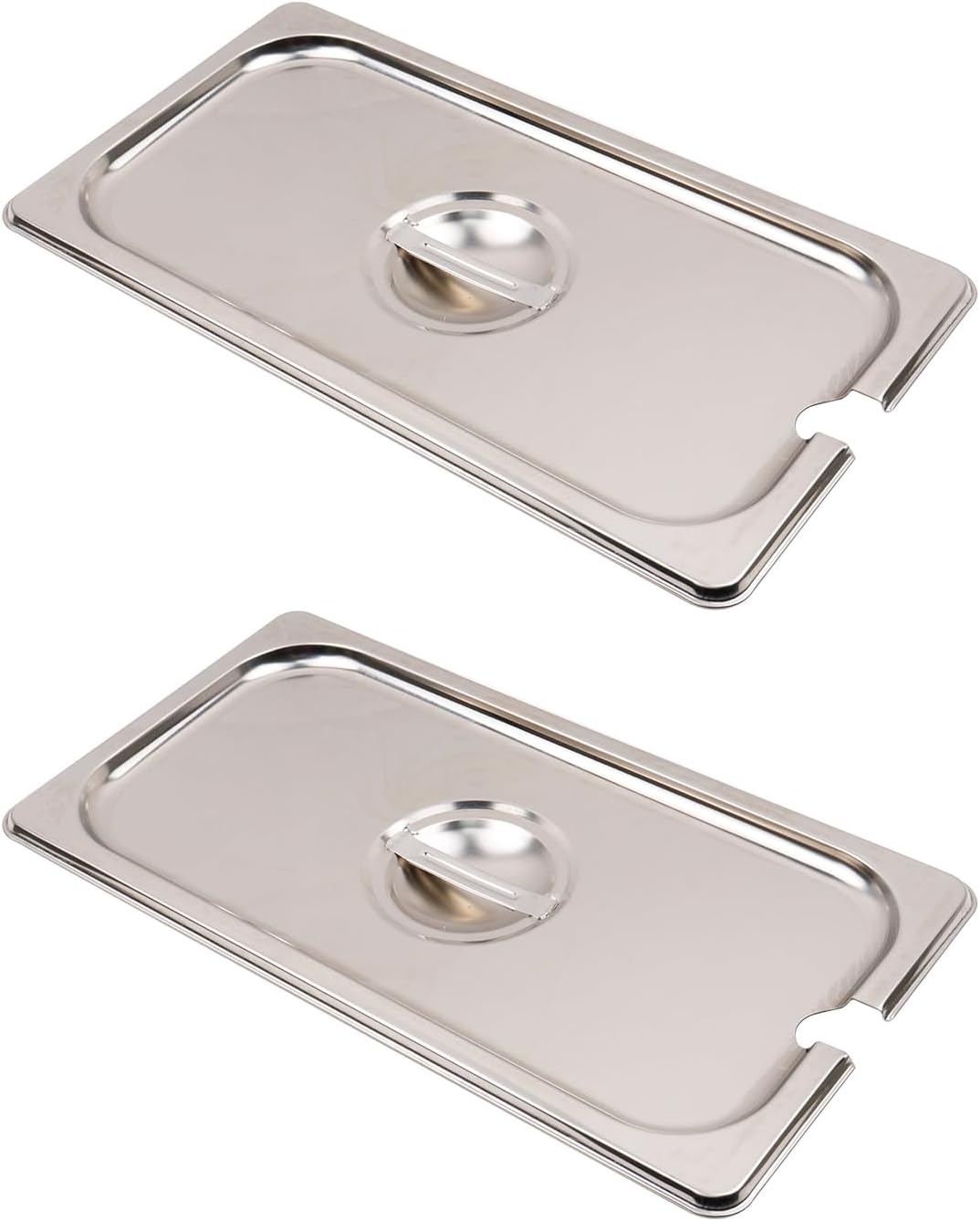 2PCS Stainless Steel 1/3 Size Steam Table Pan Covers