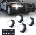 White LED Hideaway Strobe Lights Kit, 20 Flash Modes w/Control Panel Headlights Taillights Fog Light Interior