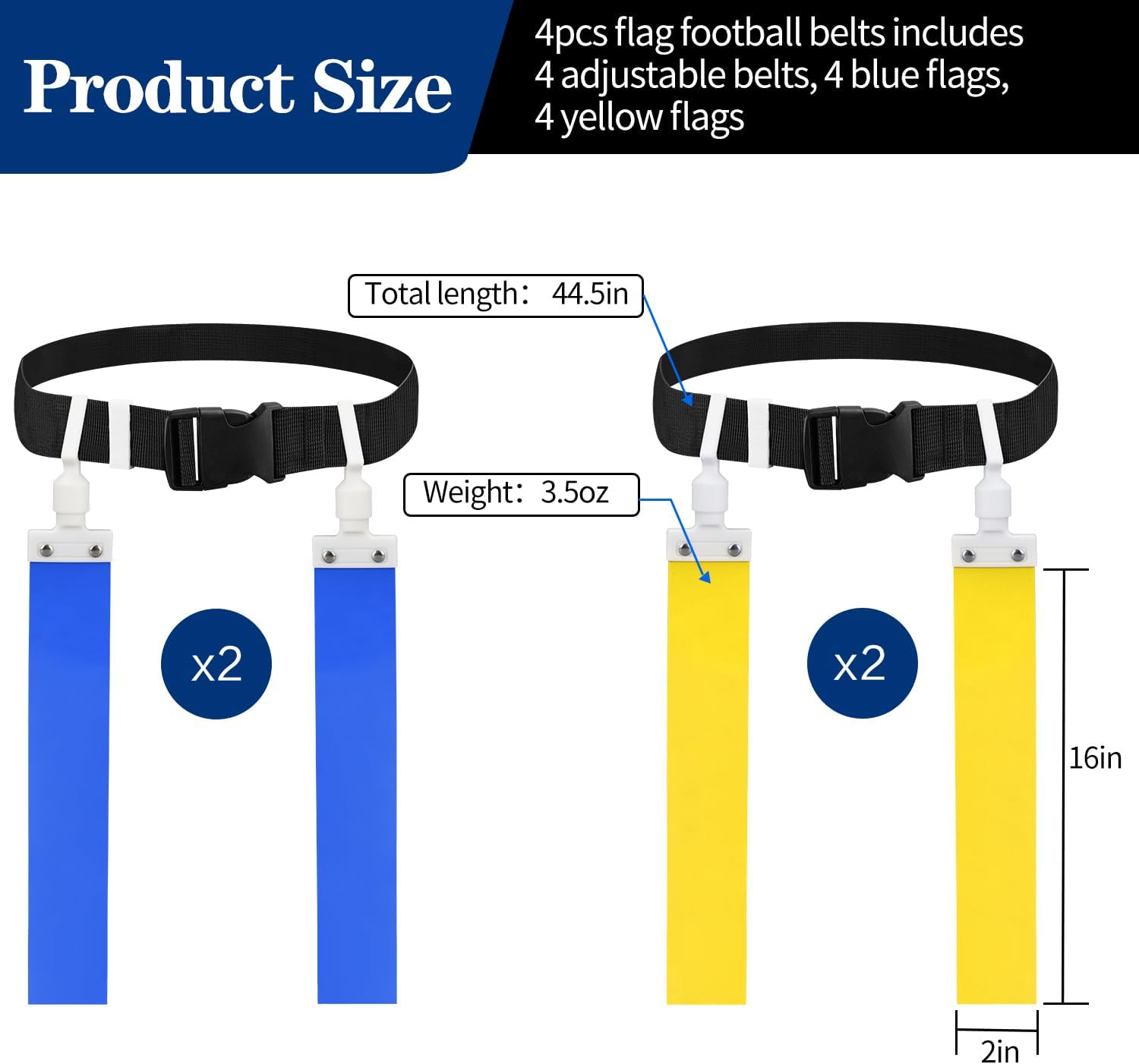 Adjustable Flag Football Belt Set, with Belt and Flags, for Youths, Adults