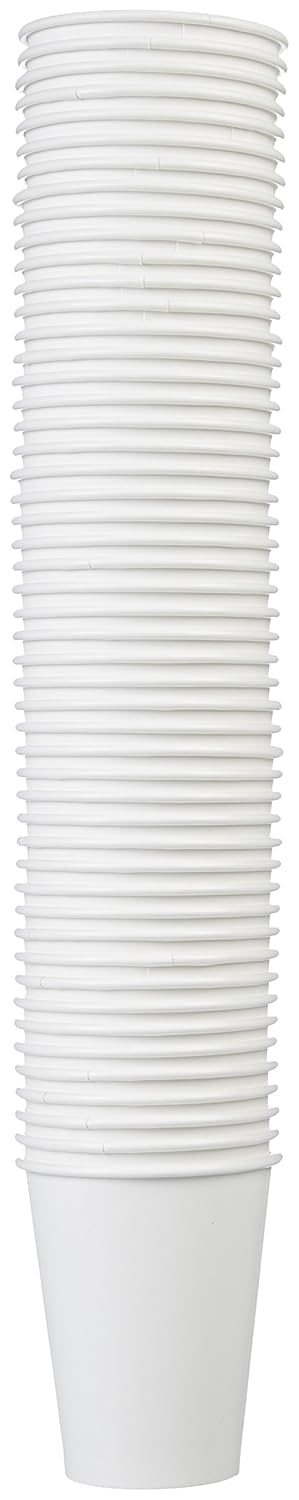 Disposable Paper Cups for Hot and Cold Beverages, 12 ounces, White, 1000 Count