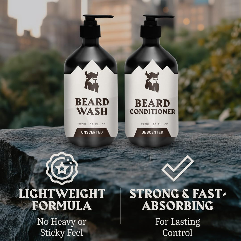 Beard Shampoo & Conditioner - 10 Oz Each, Unscented