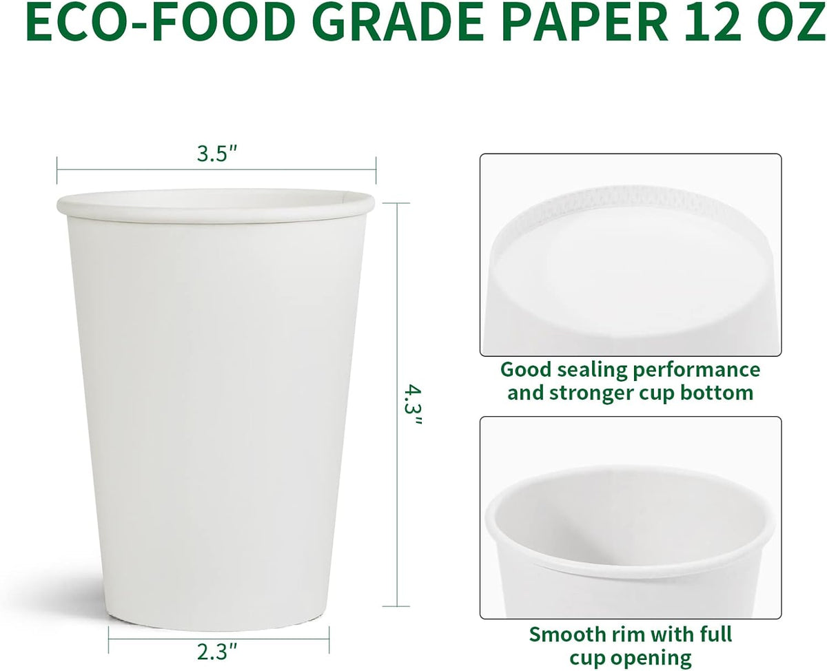 Paper Coffee Cups 12 oz 300 pack, Ideal for Coffee, Hot Drinks