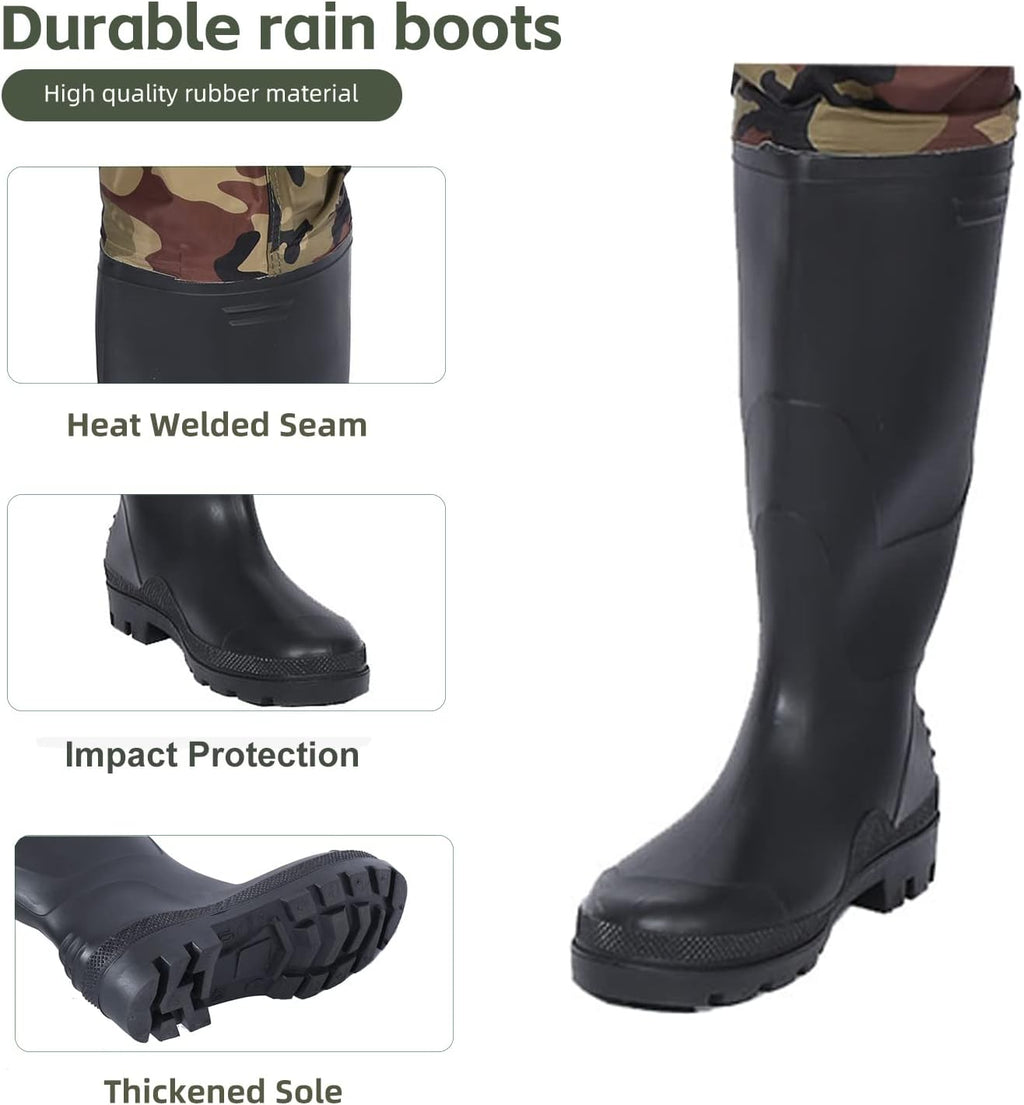 Bootfoot Fishing Chest Waders for Men Women with Boots 2-Ply Nylon/PVC Waterproof Hunting Waders with Boots Hanger