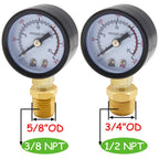 Uenede 0-300PSI Pressure Gauge 1/8" NPT Brass Bottom Mount with Bushing